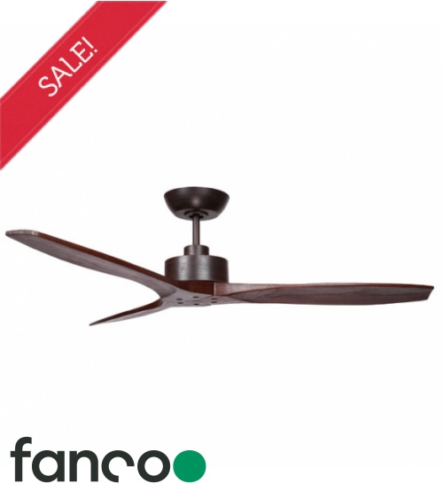 Fanco Wynd 3 Blade 54" DC Ceiling Fan with Remote Control in Oil Rubbed Bronze with Walnut Blades